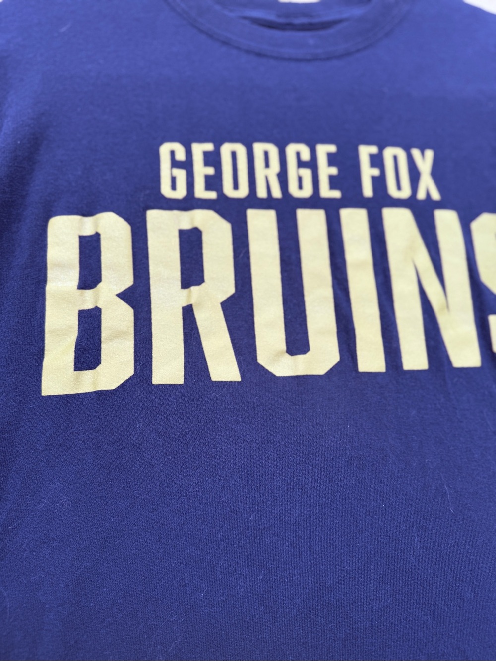 George Fox University Bruins Long-Sleeve Tee Navy Yellow Medium - Picture 4 of 7